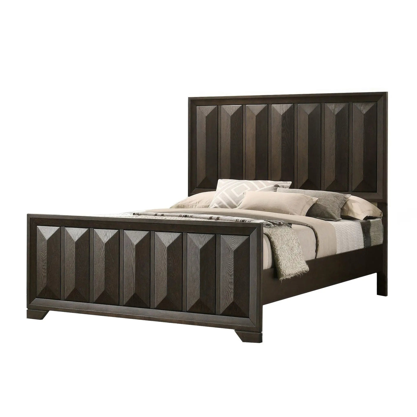 3 Piece Bedroom Set With Faceted Panels Bed And 2 Nightstands by HouseOfZazla