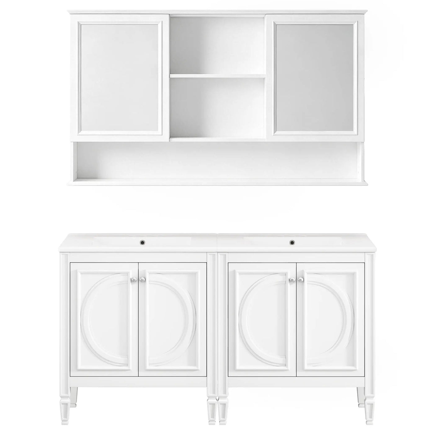 Double Sink Bathroom Vanity Set with Wall Mount Mirror Cabinet by HouseOfZazla
