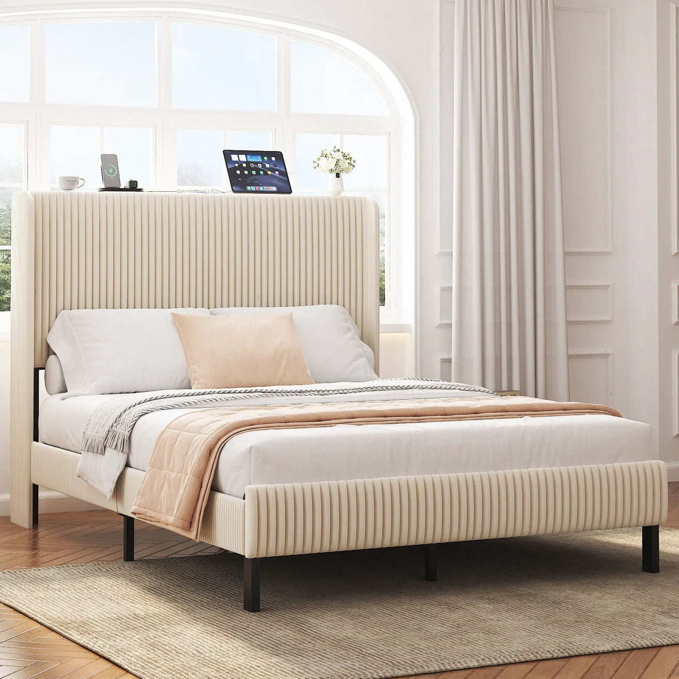 Platform Bed With Metal Frame And Charging Station by Unique Piece Furniture