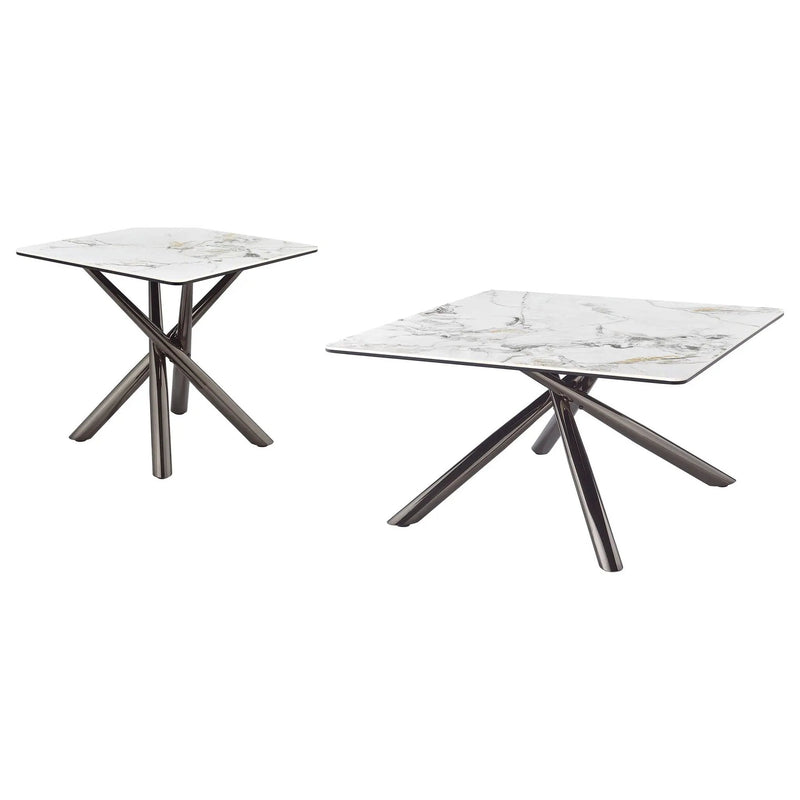 Carvell 2-piece Square Coffee and End Table Set Mirage White by Unique Piece Furniture