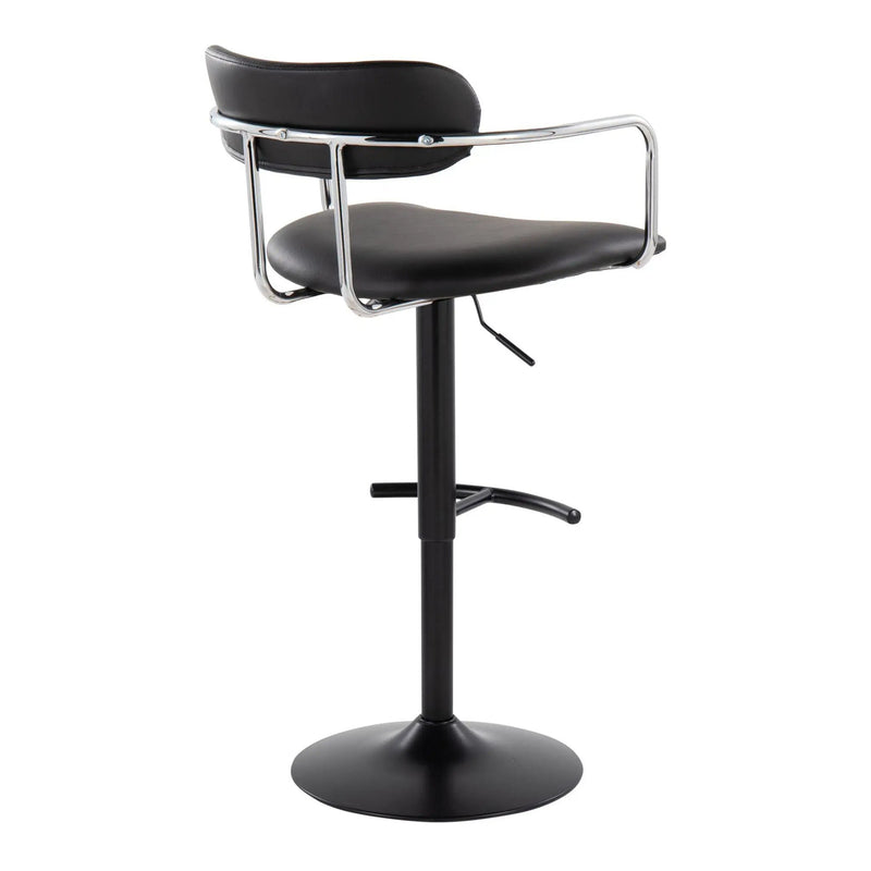 Demi - Contemporary Adjustable Height Barstool With Swivel With Rounded T Footrest (Set of 2) by HouseOfZazla