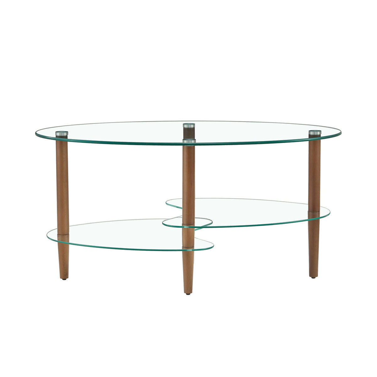 Transparent Oval Glass Coffee Table with 3-Layer Tempered Glass - White or Light Brown, photo 22 of 24