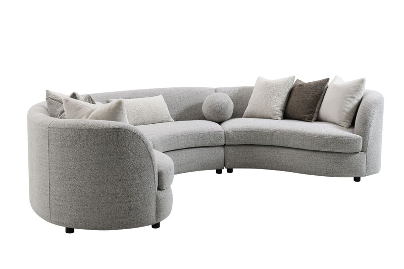 Gray Boucle Sectional Sofa with Down Feather Pillows - Ivria Collection, photo 4 of 4