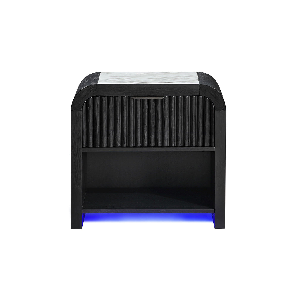 Nightstand with Speakers and Rounded Sides - Black White