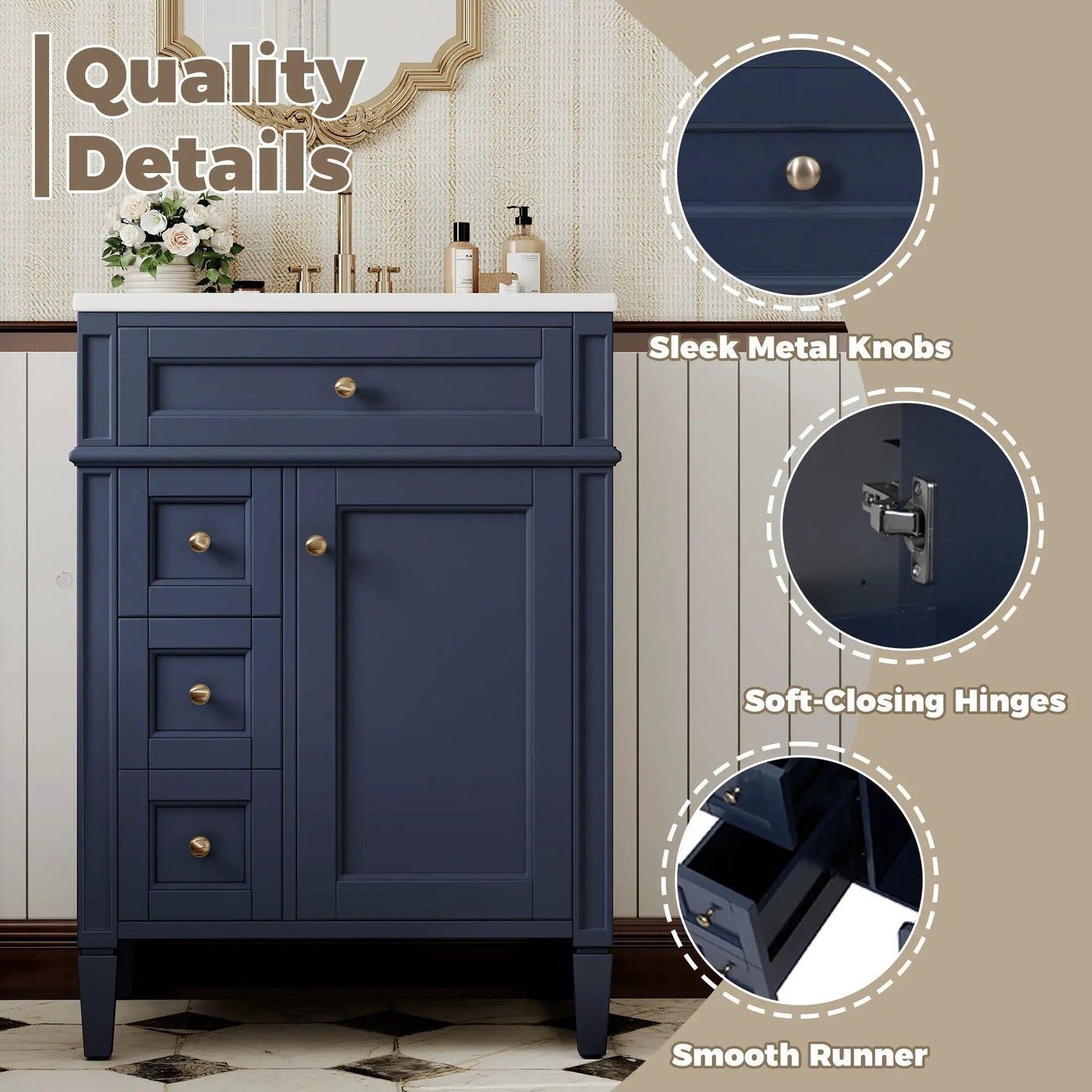24'' Bathroom Vanity with Top Sink and Storage Cabinet by HouseOfZazla