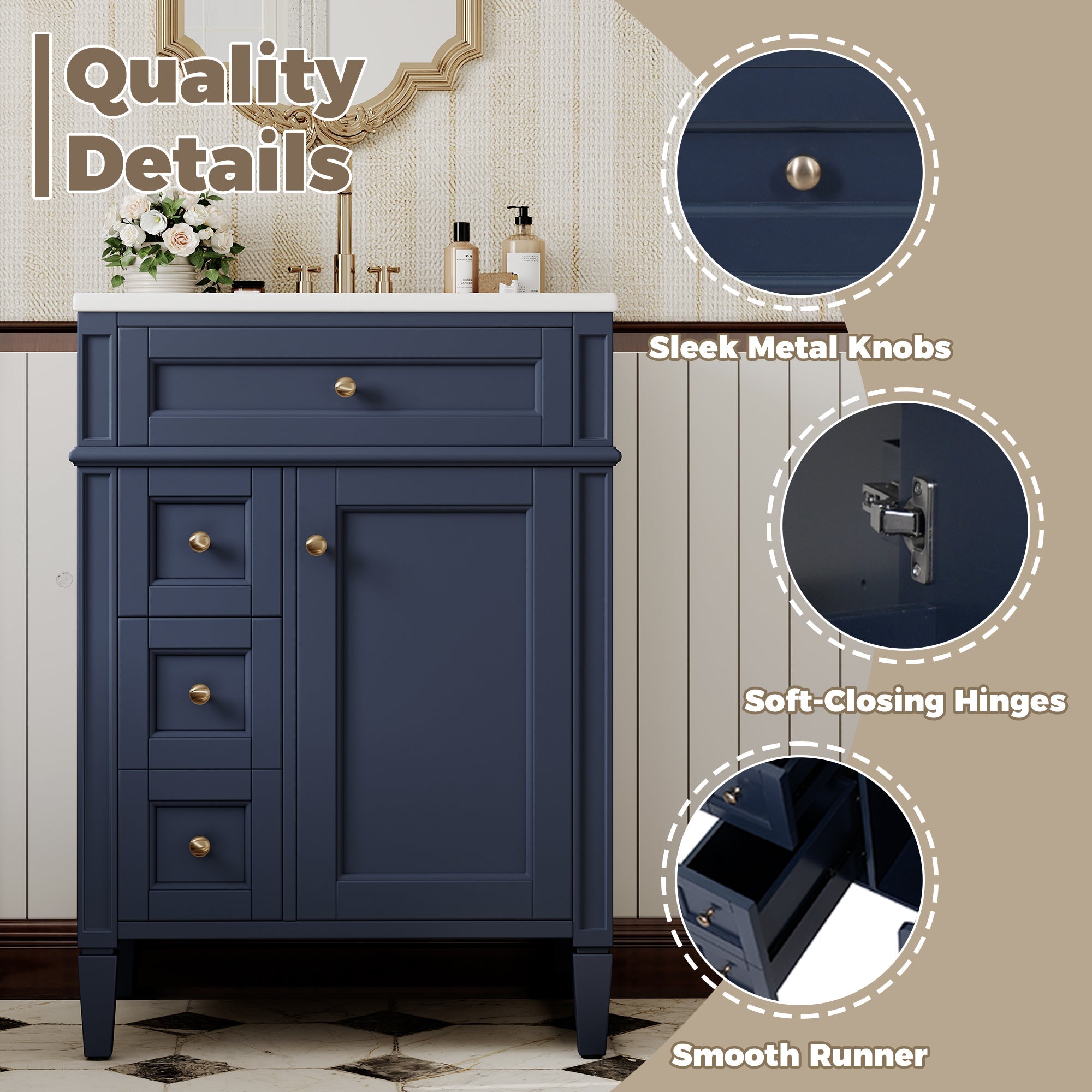 24'' Bathroom Vanity with Top Sink and Storage Cabinet by HouseOfZazla