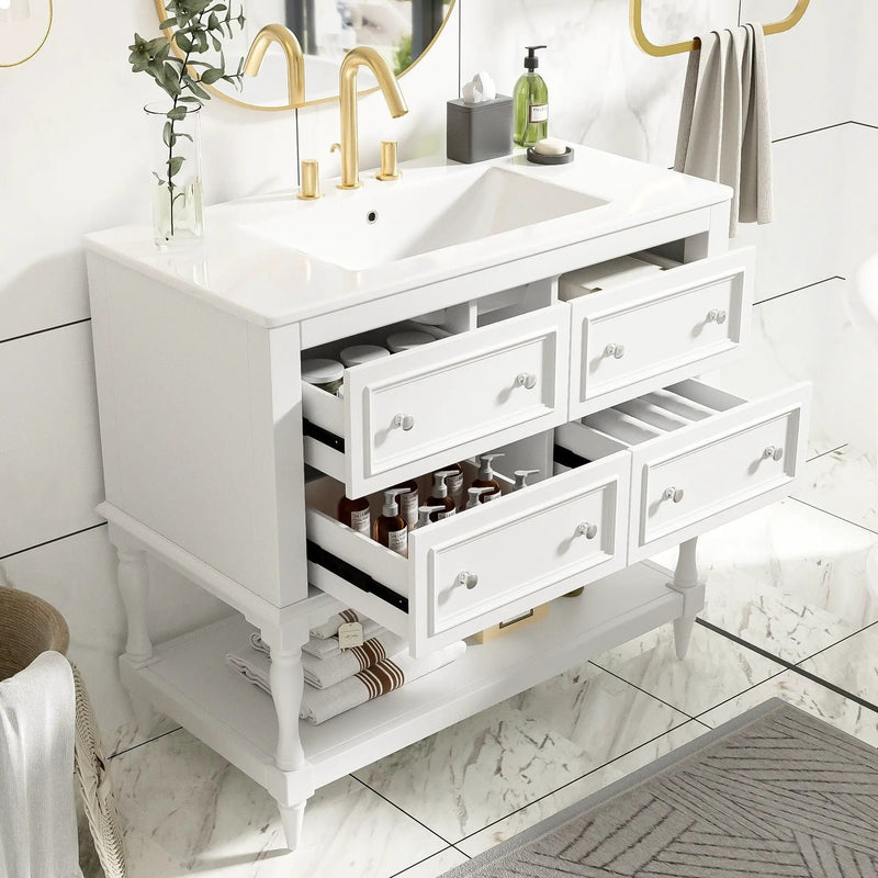 Bathroom Vanity Cabinet With Undermount Sink, 4 Drawer Set by Unique Piece Furniture