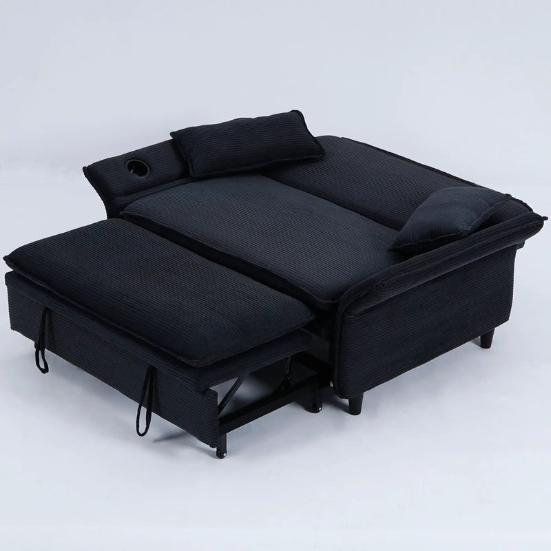 Modern Fabric Multi-Functional Sofa Bed With Adjustable Armrests And Backrests by HouseOfZazla