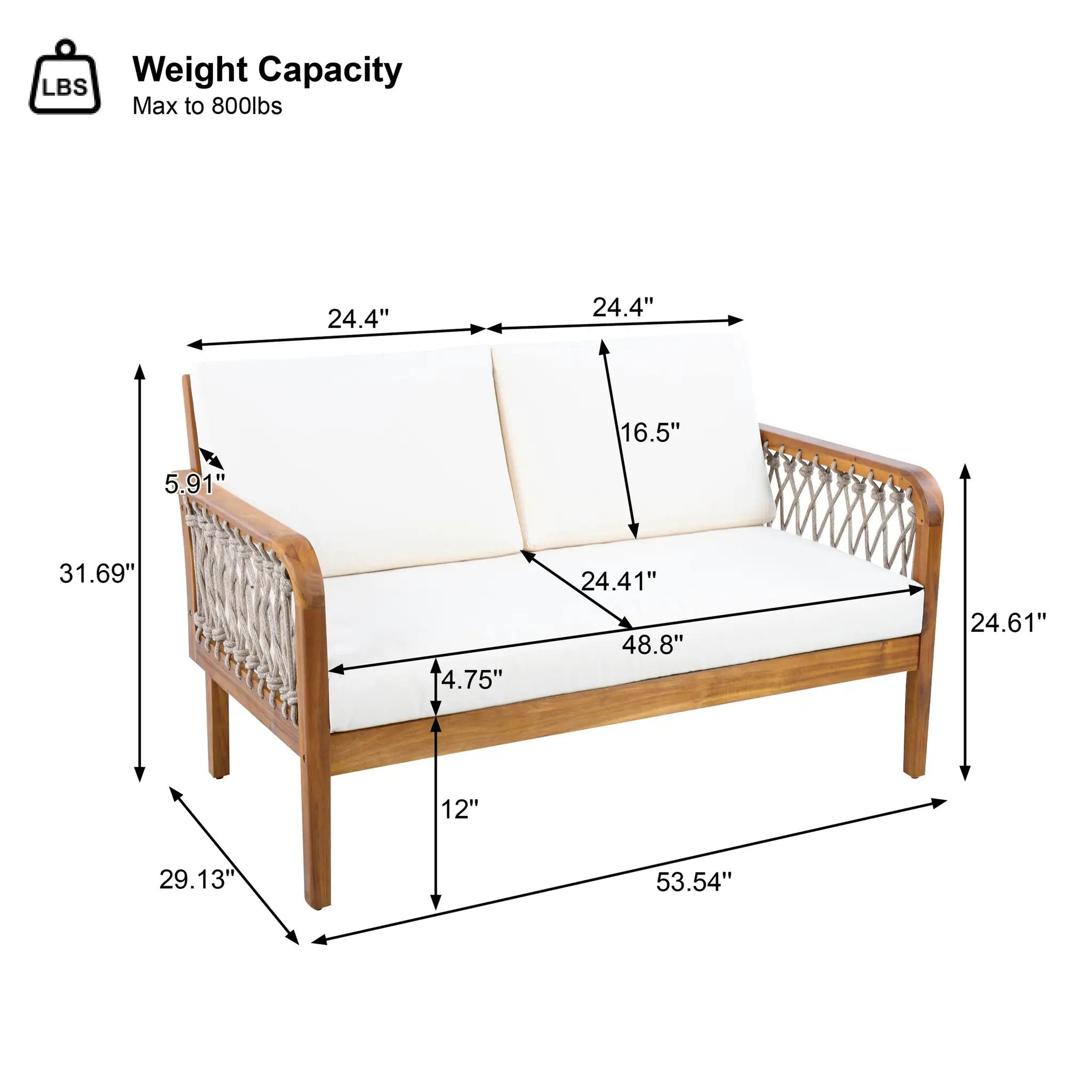 4-Piece Acacia Wood Outdoor Patio Furniture Set by HouseOfZazla