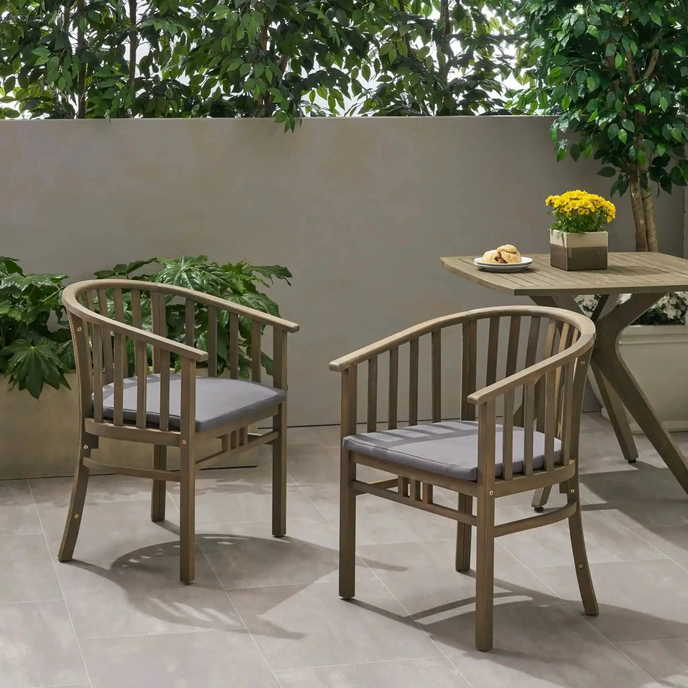 Outdoor Wooden Dining Chairs With Cushions (Set of 2) by HouseOfZazla