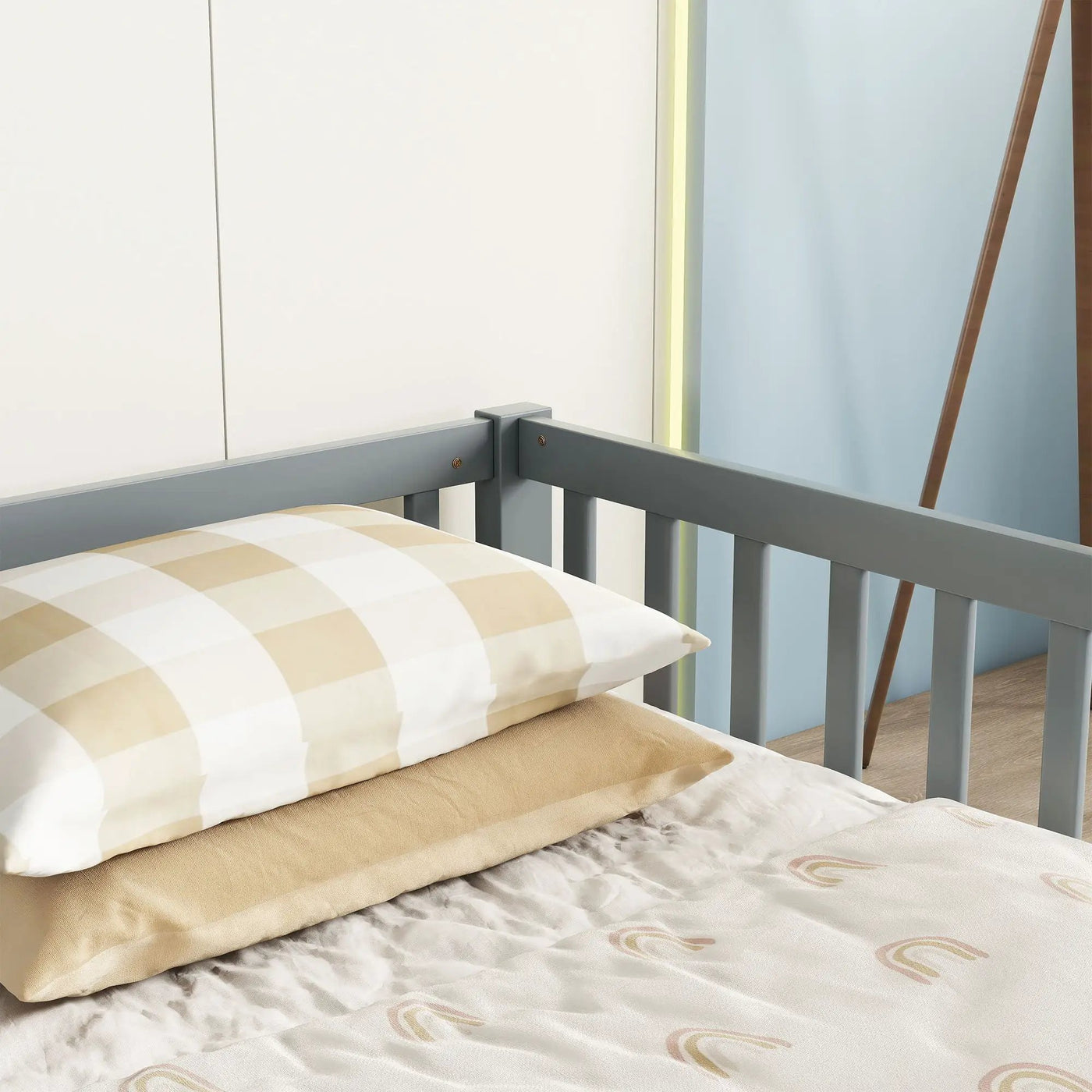 Double Floor Bed With Fence, Guardrails, Without Door by Unique Piece Furniture