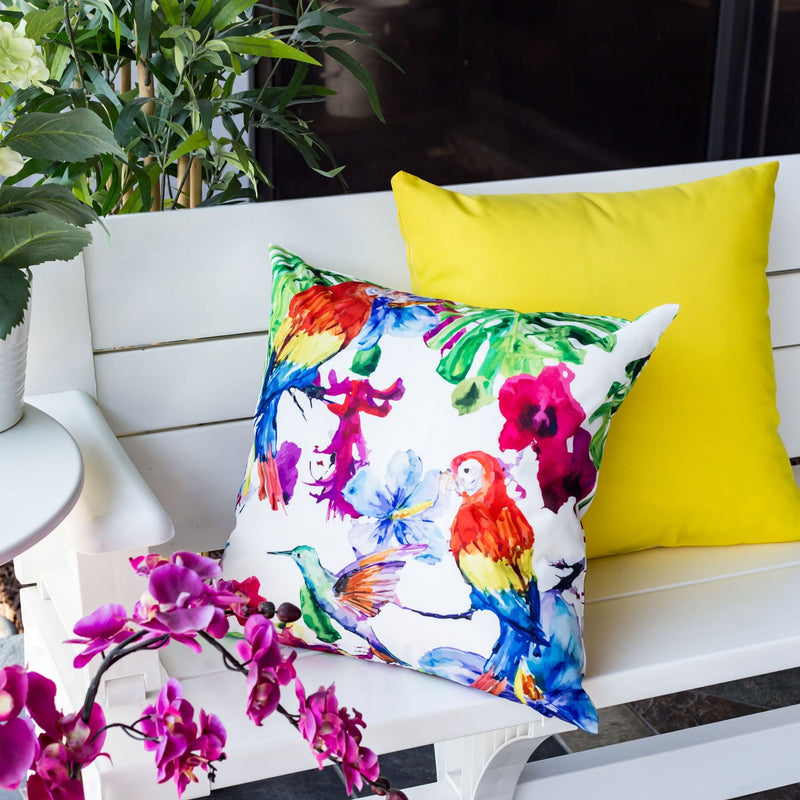 Tropical Parrot Outdoor & Indoor Pillow With Solarium - Multicolor by HouseOfZazla
