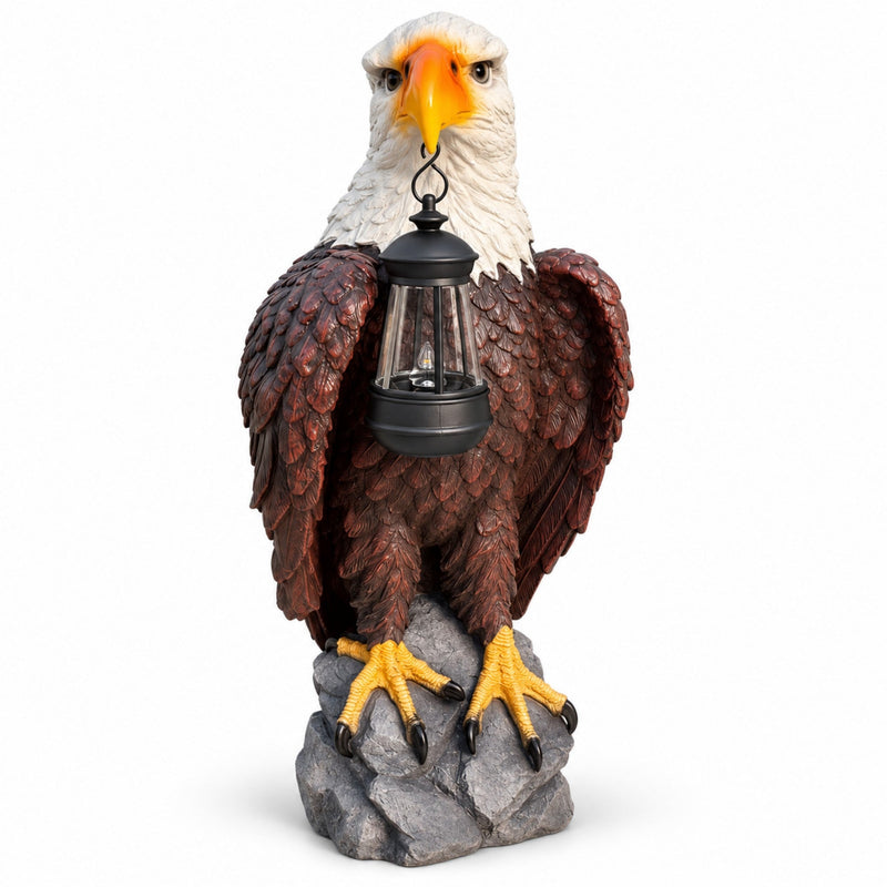 23.23-Inch Solar Bald Eagle Statue with Lantern, Outdoor Garden Decor for Patio and Yard, photo 6 of 10