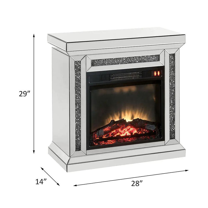 Noralie - 29" Fireplace - Mirrored & Faux Diamonds by Unique Piece Furniture