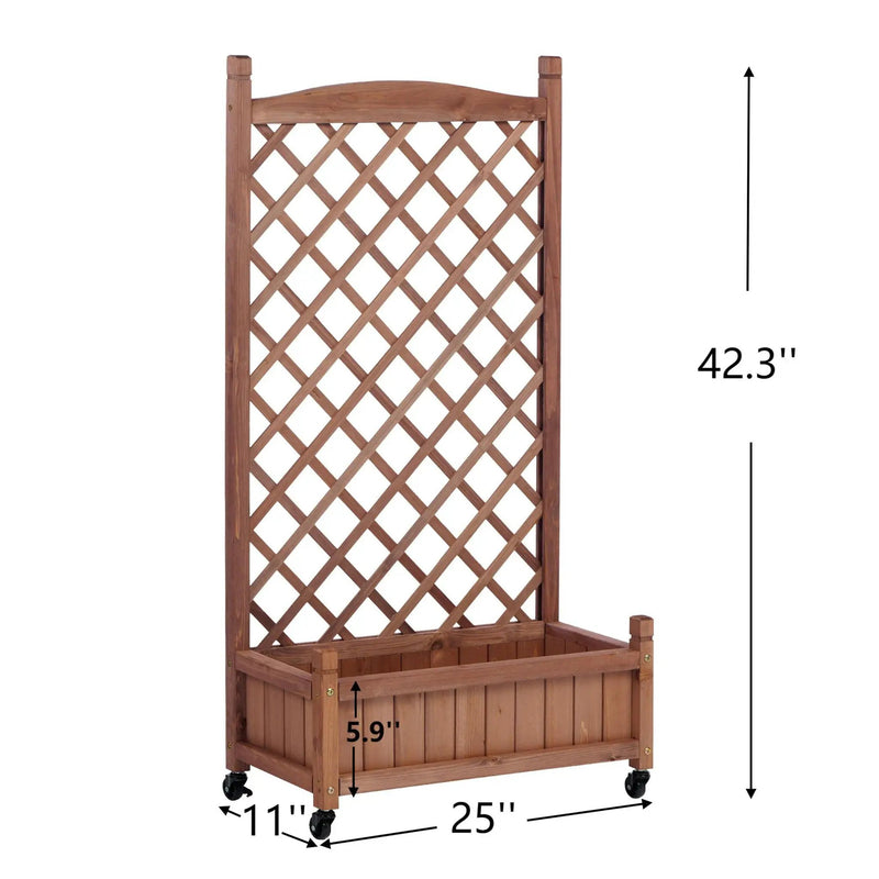 Raised Garden Bed With Trellis 2 Pack, Outdoor Planter Box & Plant Stand With Climbing Racks - Brown by Unique Piece Furniture