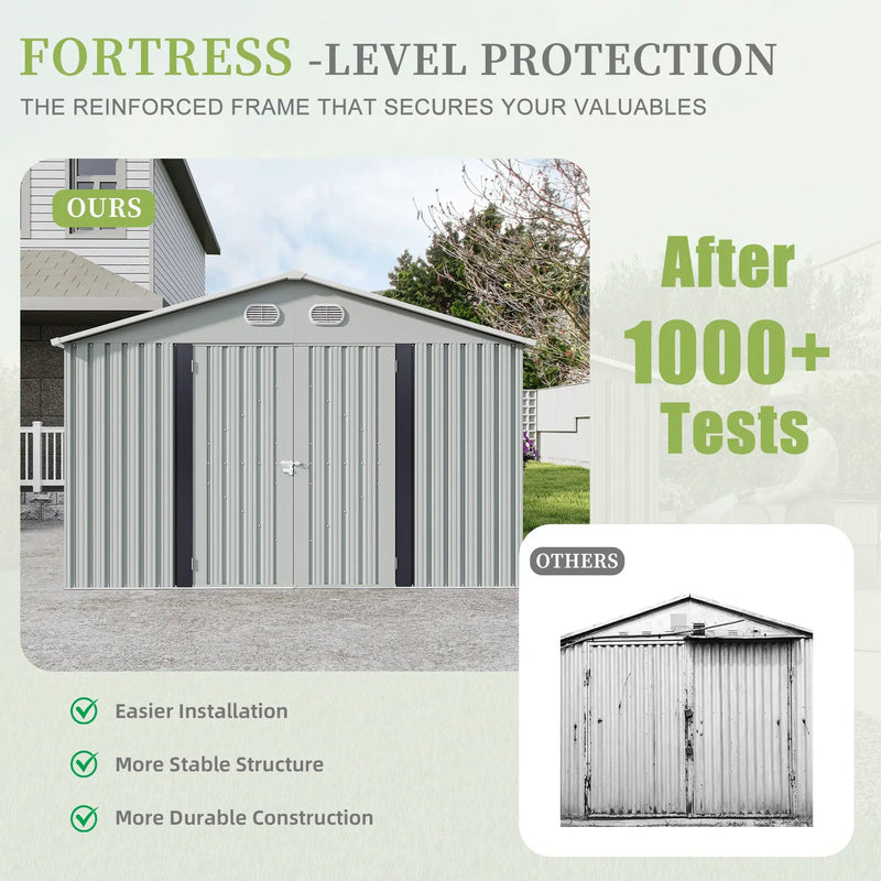 10x12 FT Outdoor Metal Storage Shed by HouseOfZazla