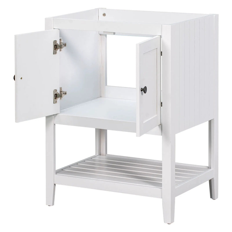 Bathroom Vanity Base Only, Soild Wood Frame, Bathroom Storage Cabinet With Doors And Open Shelf by HouseOfZazla