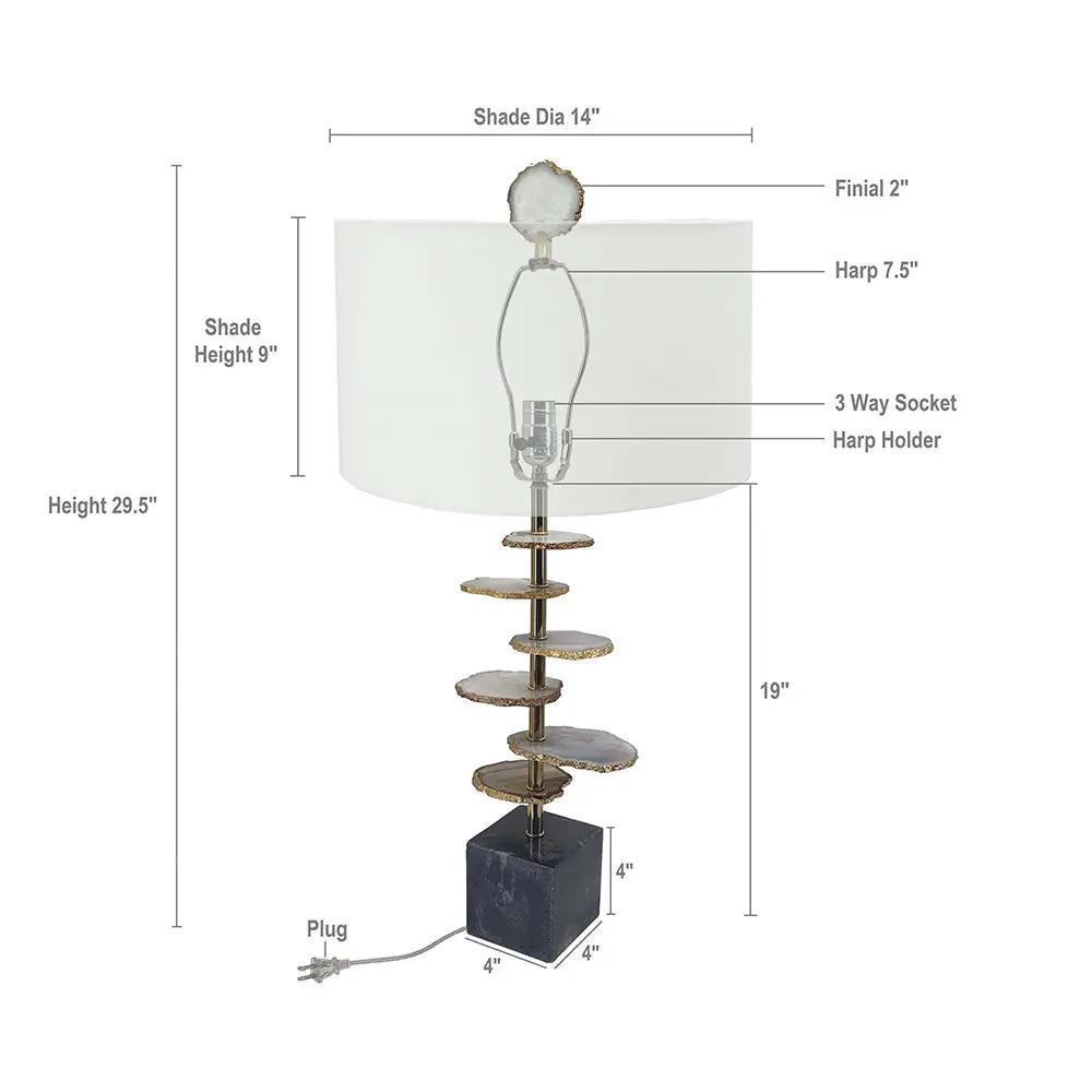 Smoke Agate-Slice Table Lamp with Marble Base by HouseOfZazla