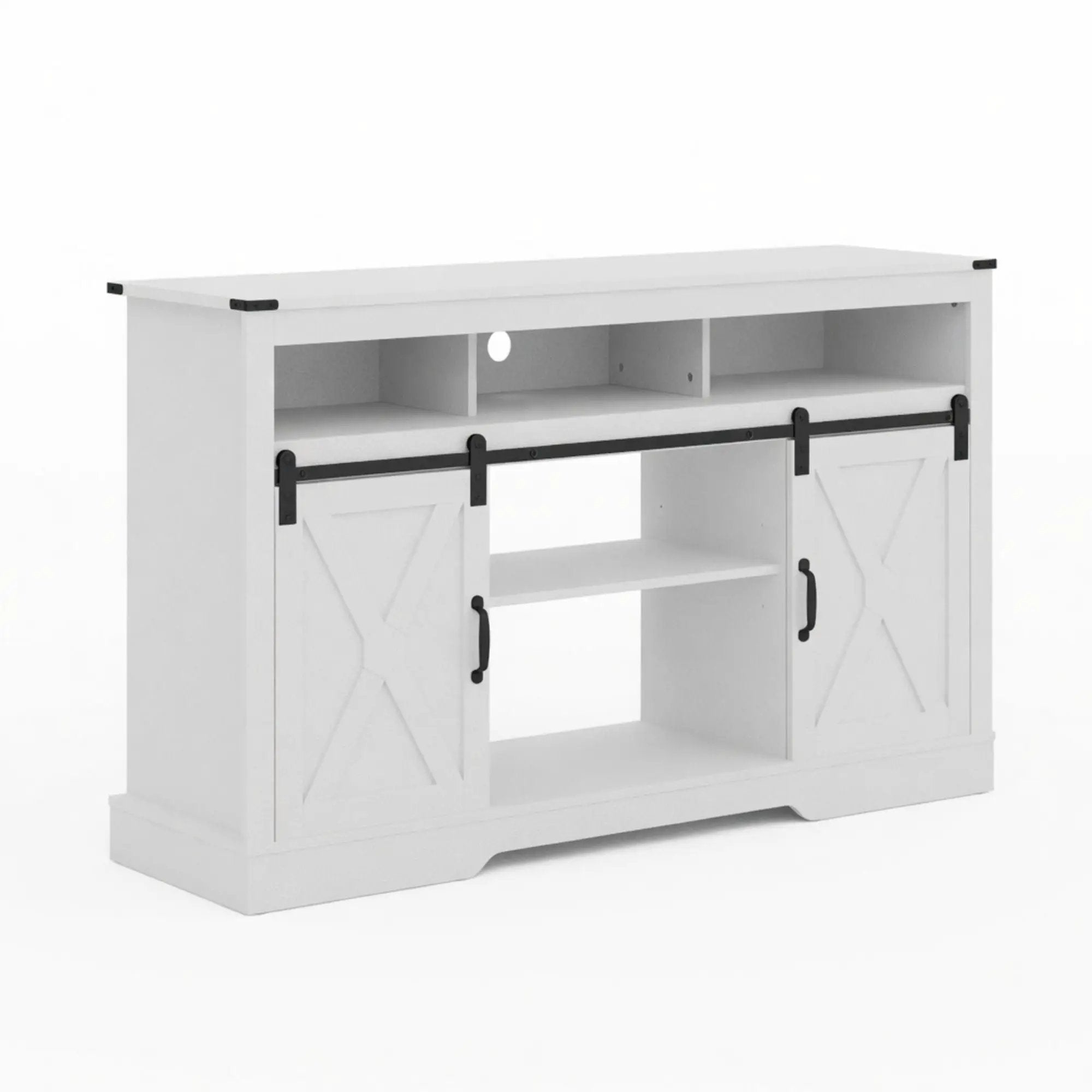 Farmhouse TV Stand With Sliding Barn Doors & Adjustable Storage by HouseOfZazla