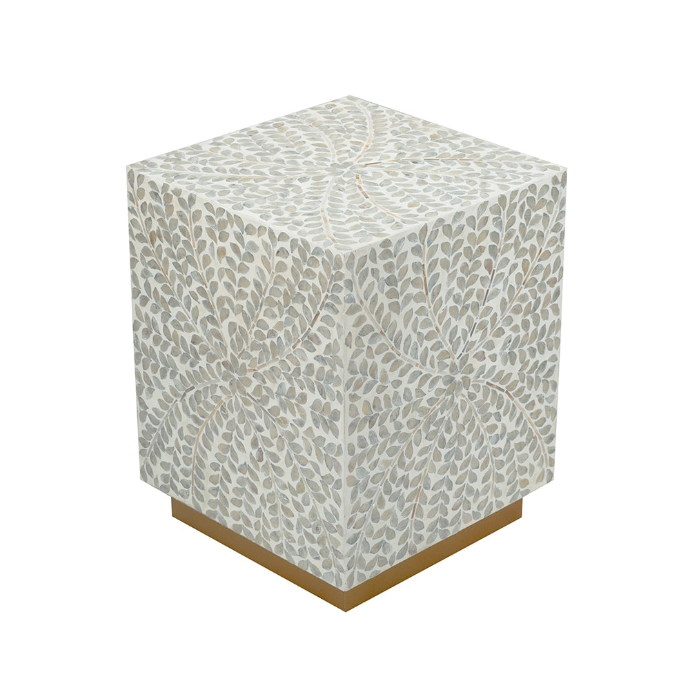 14" Square Accent Stool With Capiz Shell Finish, photo 2 of 8