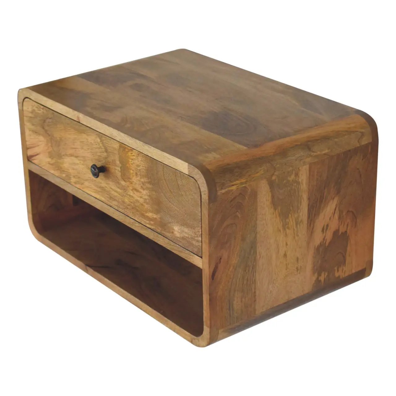 Solid Wood Large Floating Curve Open Slot Bedside by HouseOfZazla