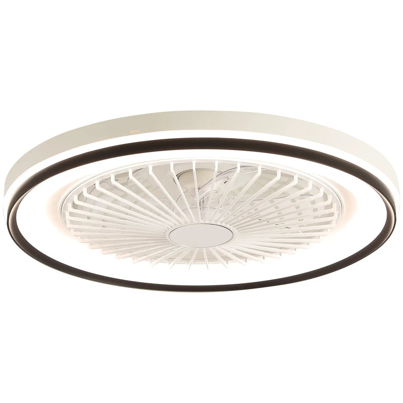 RGB Dimmable LED Bladeless Ceiling Fan With Remote Control, Flush Mount - White by Unique Piece Furniture
