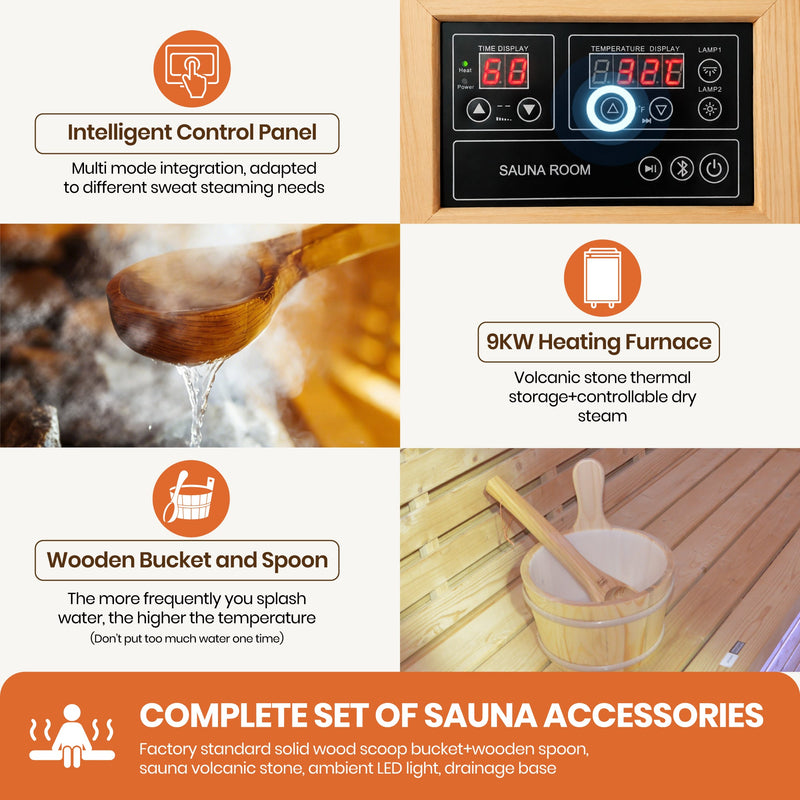 9000W 240V Finnish Carbonized Spruce Outdoor Sauna Room, photo 10 of 10