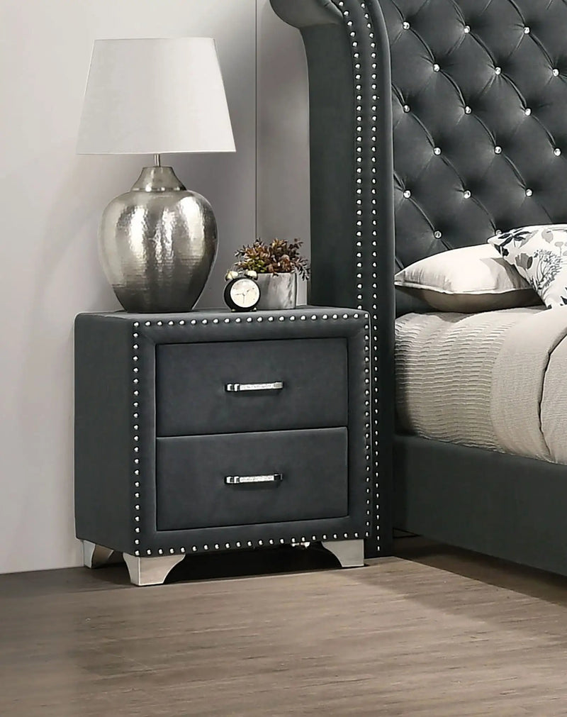 Melody Upholstered 2-drawer Nightstand Grey by Unique Piece Furniture