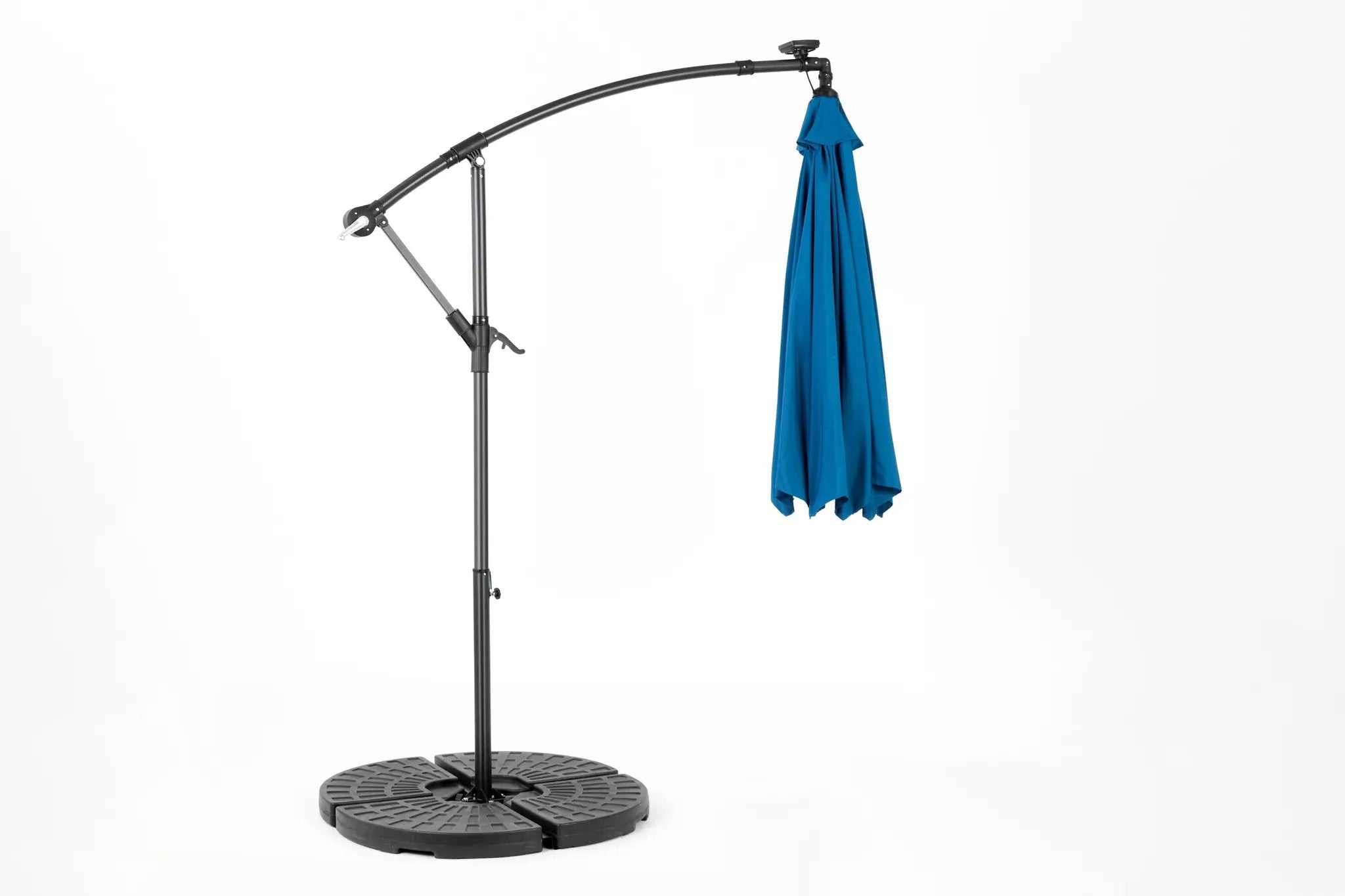 10ft Solar LED Offset Hanging Market Patio Umbrella in Dark Blue (No Base) by HouseOfZazla