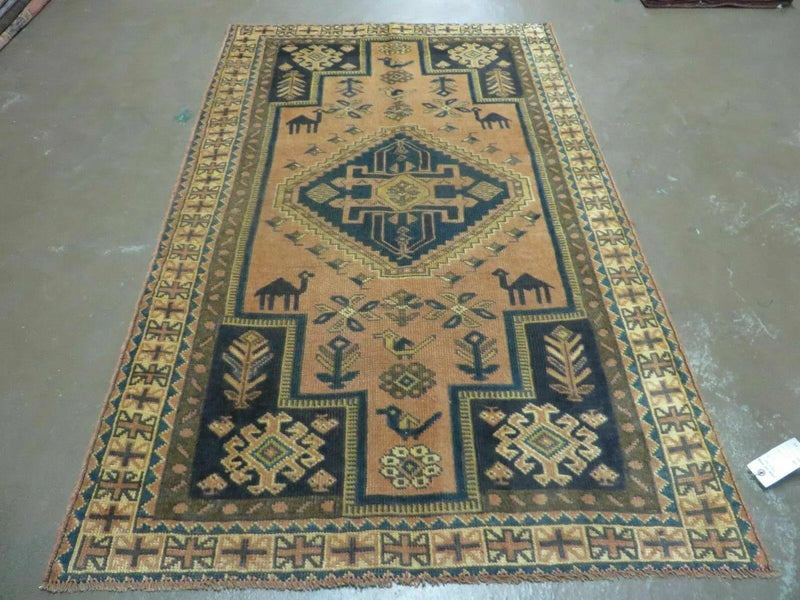 4' X 6' Antique Handmade Turkish Anatolian Wool Rug Camel Vegetable Dyes by Jewel Rugs
