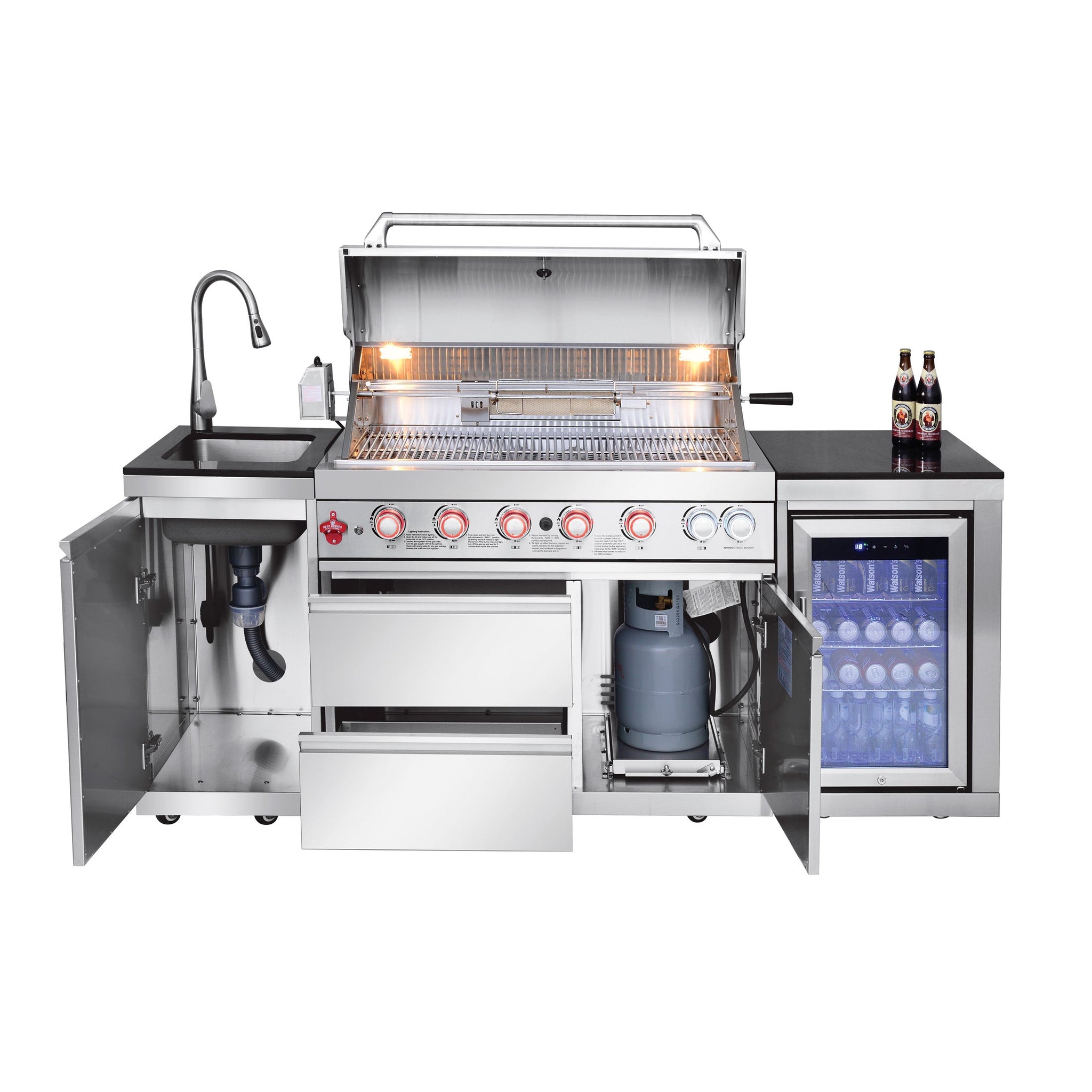 Outdoor Kitchen Island 82.5 Inch 6-Burner Propane Gas BBQ Grill by HouseOfZazla