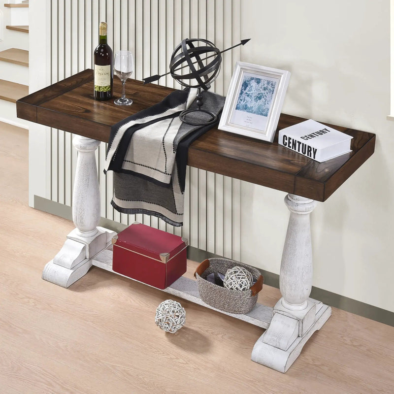 Farmhouse Retro Design Pedestal Sofa Tabe by Unique Piece Furniture