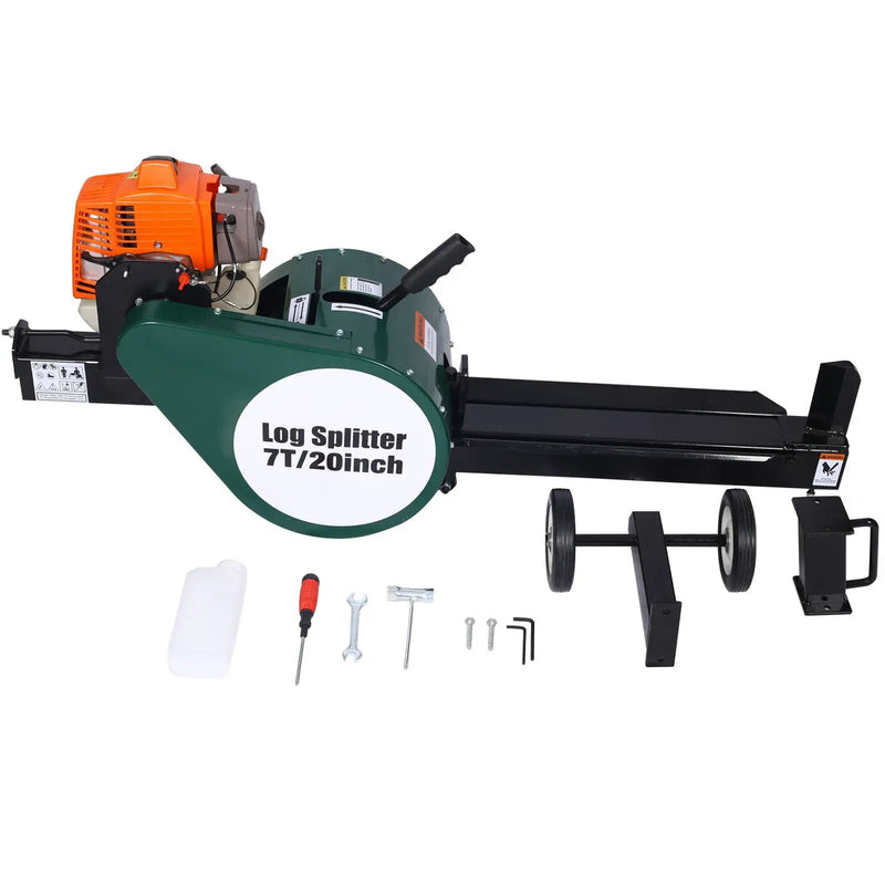 Portable Double Flywheel Electric Log Splitter 7 Ton Gas Log Splitter With Auto Return Steel - Gray by HouseOfZazla