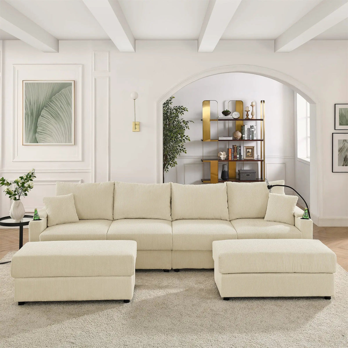 Modern U-Shaped Couch with Storage and Ottomans by HouseOfZazla