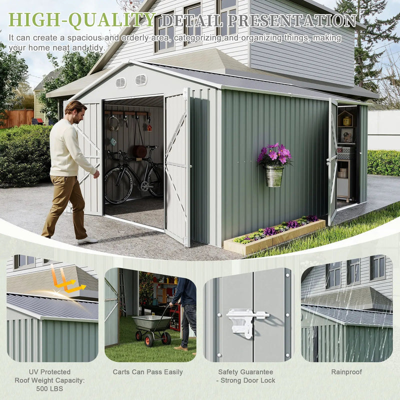 10x12 FT Outdoor Metal Storage Shed by HouseOfZazla