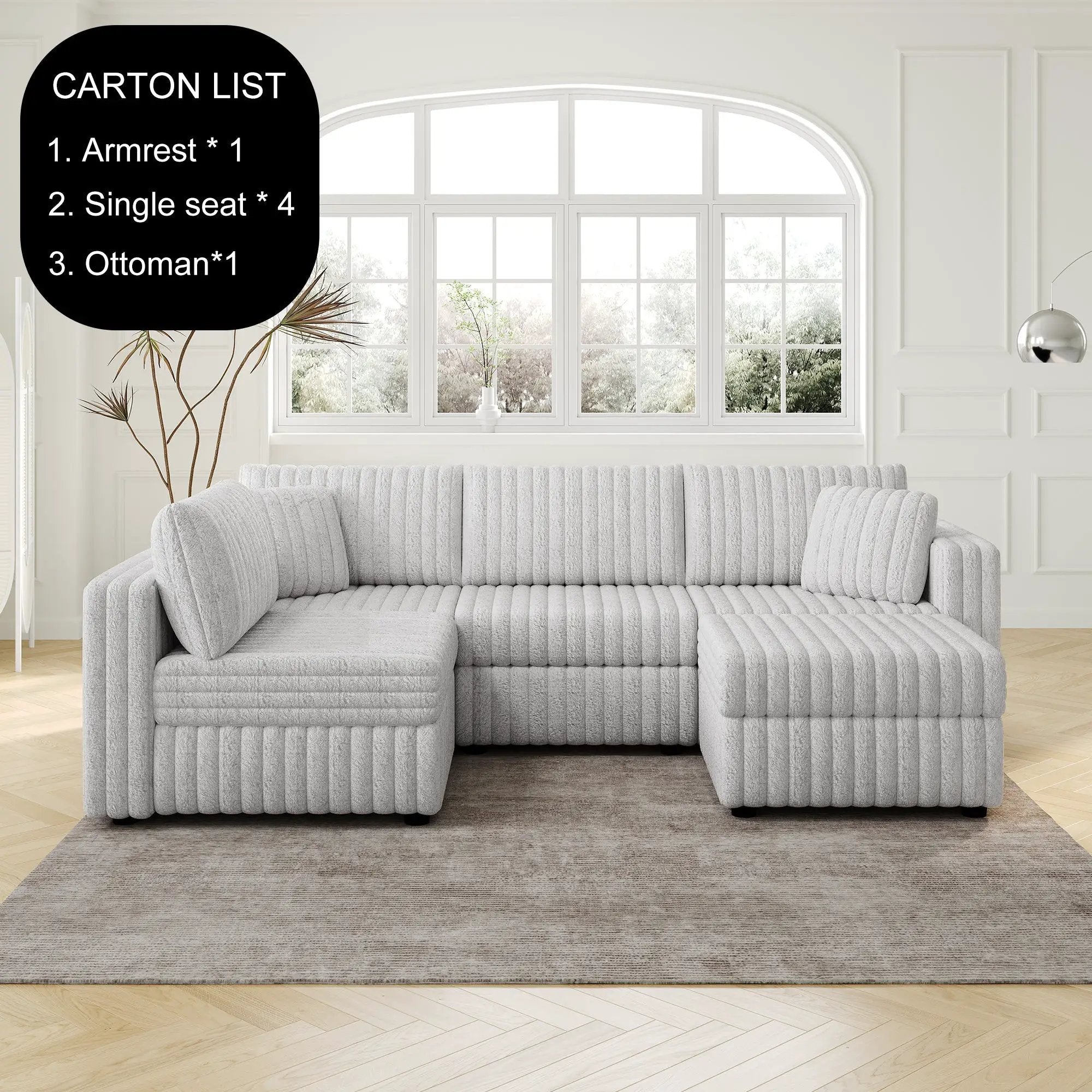 106.3" U-Shaped 4-Person Sofa with Ottoman by HouseOfZazla