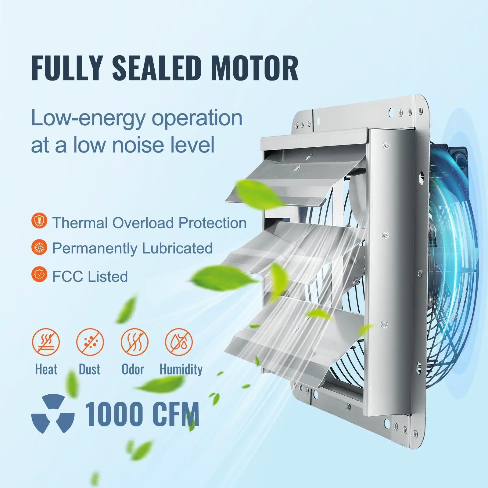 12" Shutter Exhaust Fan, High-Speed 1000 CFM by HouseOfZazla