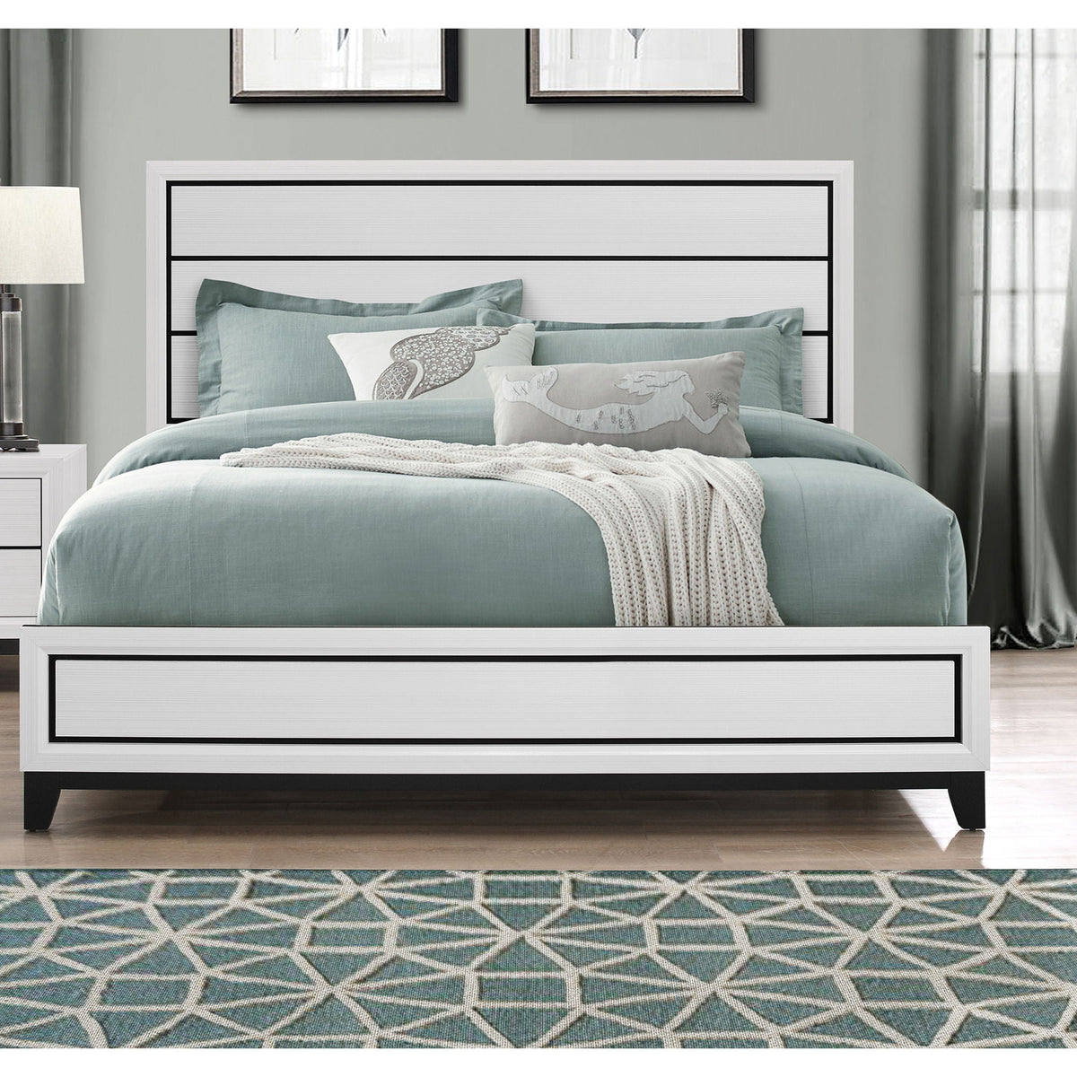 Mirage Panel Bed with Contemporary Headboard - Available in Dark Gray or White, photo 15 of 15