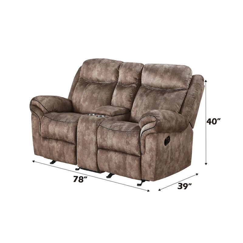 Zubaida - Two Tone Recliner Loveseat With USB Port Console by Unique Piece Furniture