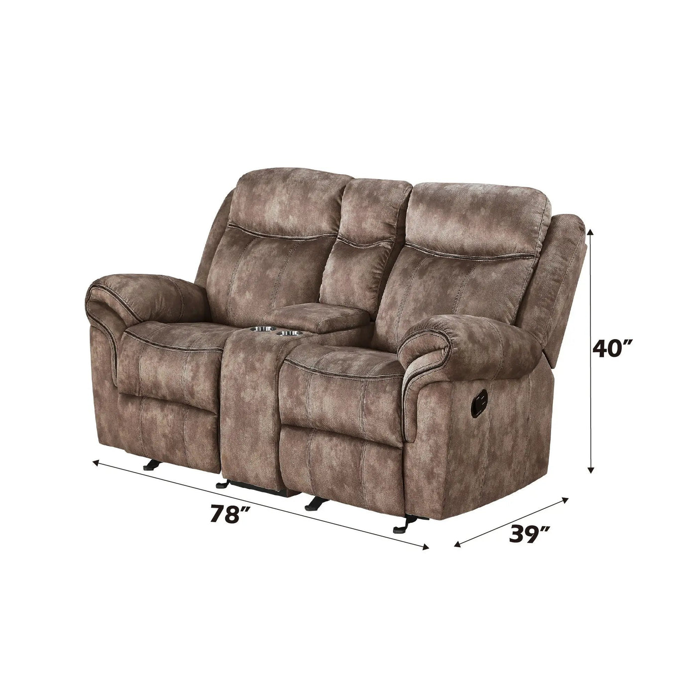 Zubaida Two Tone Recliner Loveseat with USB Port Console by HouseOfZazla