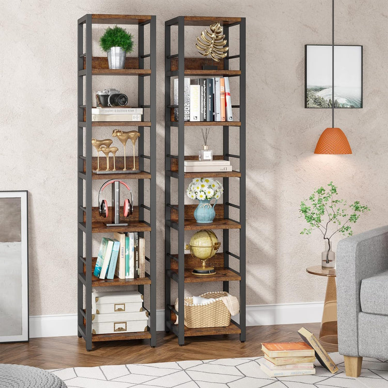 Tall 6 Tier Corner Shelf with Storage - Rustic Brown, photo 9 of 10
