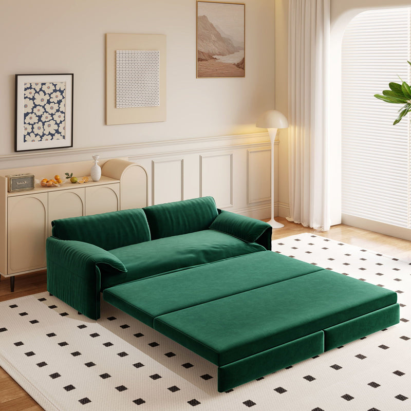Queen Pull Out 3 In 1 Convertible Sleeper Sofa With Side Storage by HouseOfZazla
