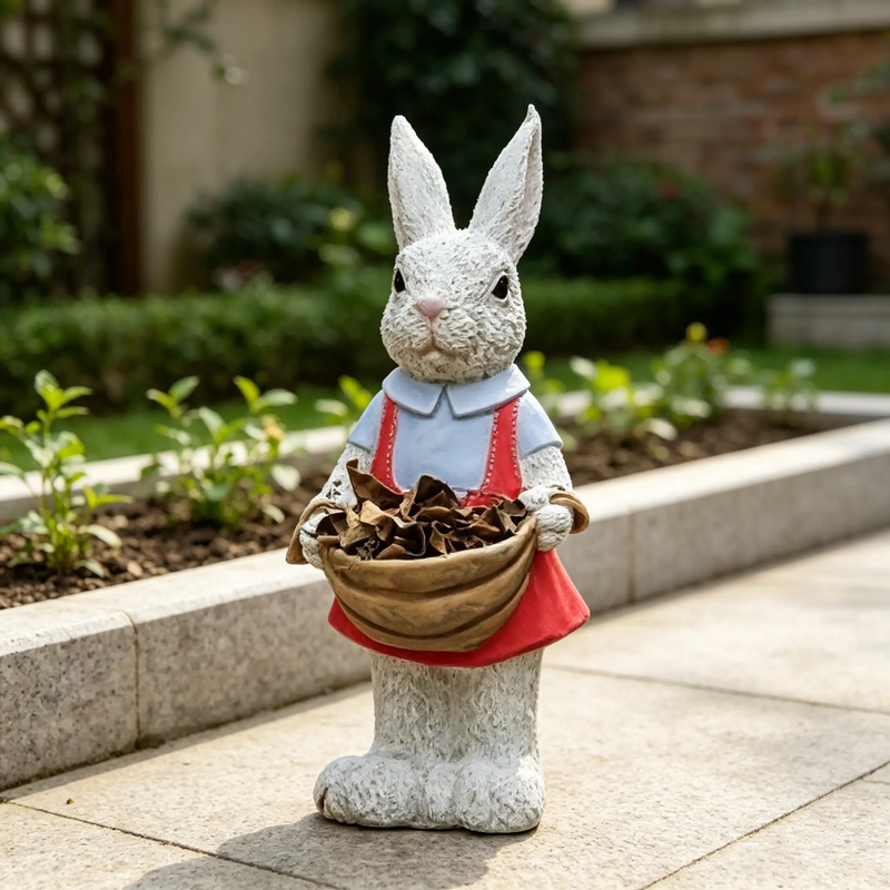 Charming Hand-Painted Rabbit Garden Statue by HouseOfZazla
