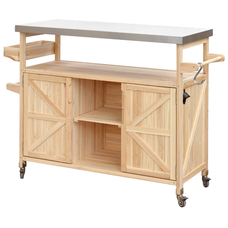 K&K Outdoor Kitchen Island, Rolling Bar Cart & Storage Cabinet by HouseOfZazla