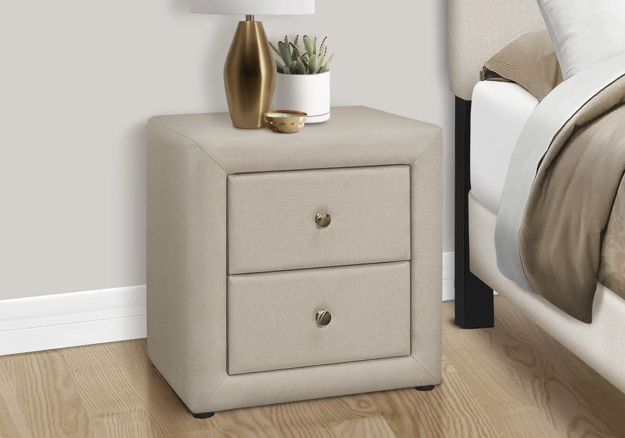 Nightstand With Storage Drawer, Upholstered, Transitional by HouseOfZazla