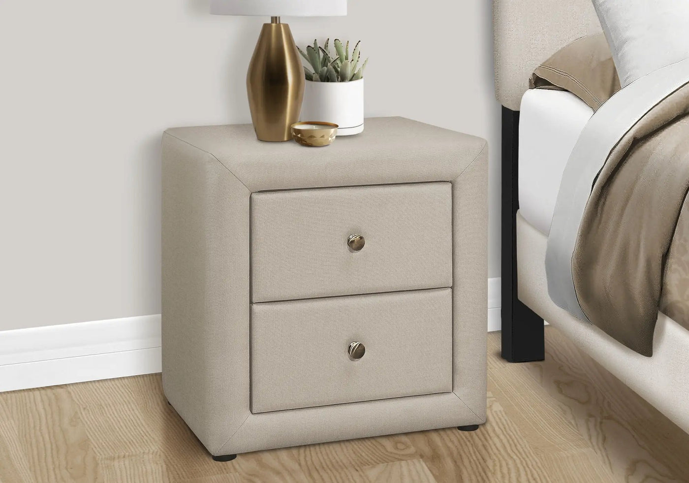 Nightstand, Storage Drawer Versatile Use, Upholstered, Transitional by Unique Piece Furniture