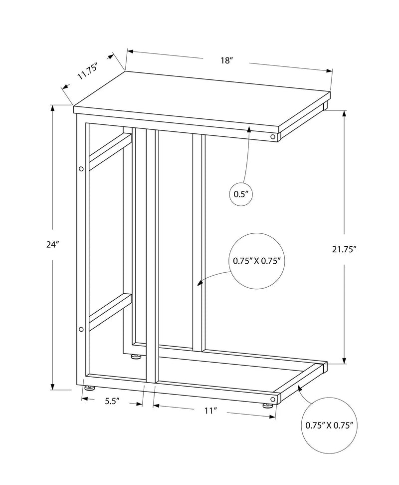 Accent Table, C - Shaped, Modern Design - Black by Unique Piece Furniture