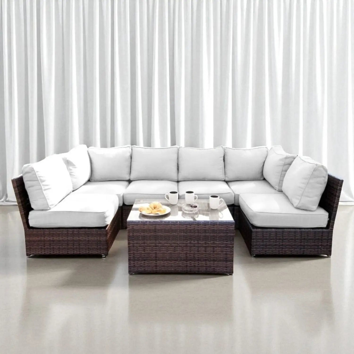 Comfortable Modern Patio Rattan Sectional Set With Cushions by HouseOfZazla