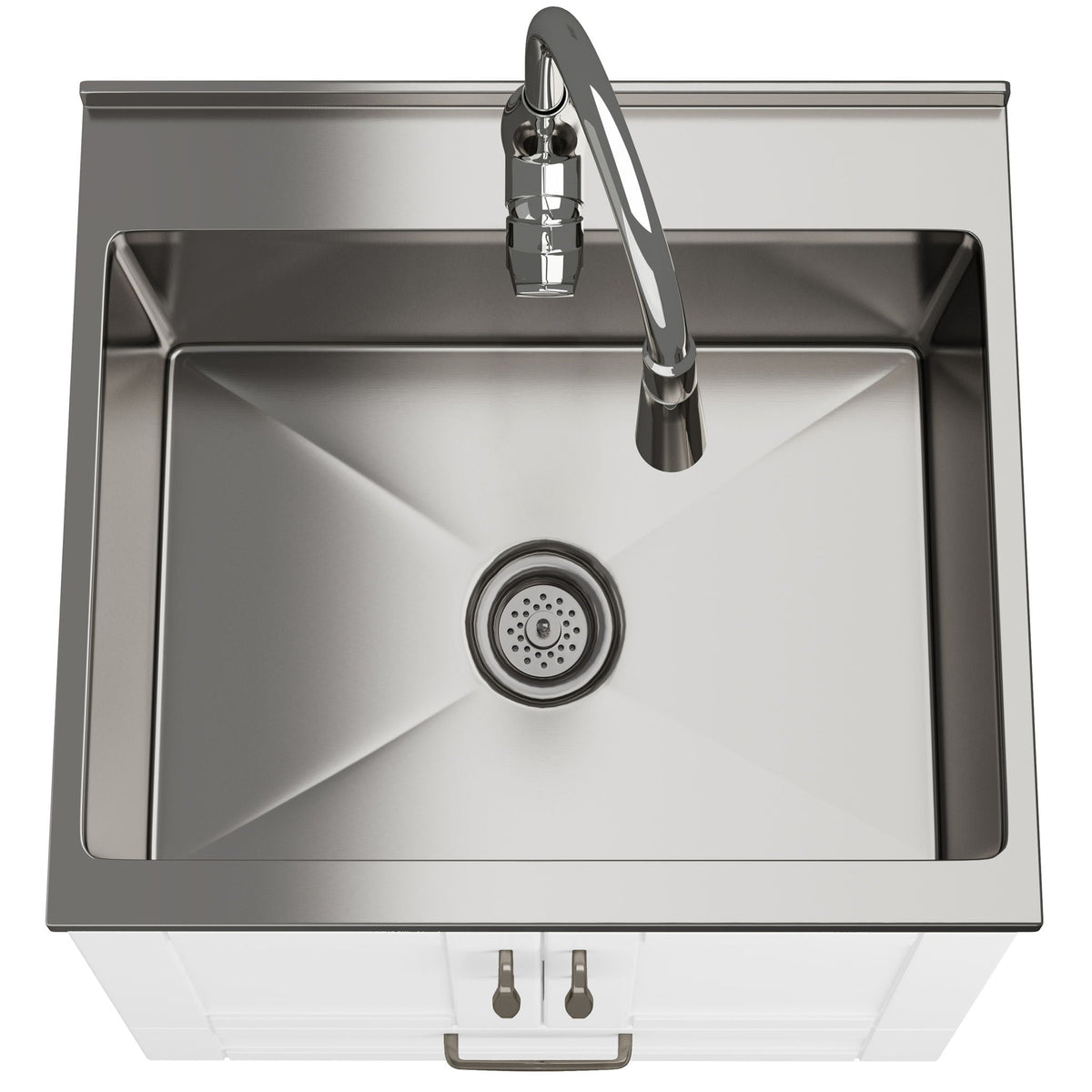 Deluxe Laundry Cabinet with Pull-Out Faucet and Stainless Steel Sink - White, photo 34 of 34