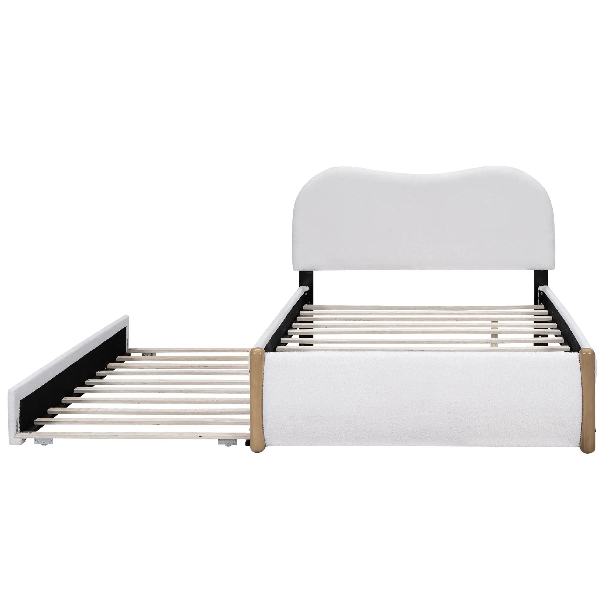 Upholstered Platform Bed With Wood Supporting Feet And Trundle by HouseOfZazla